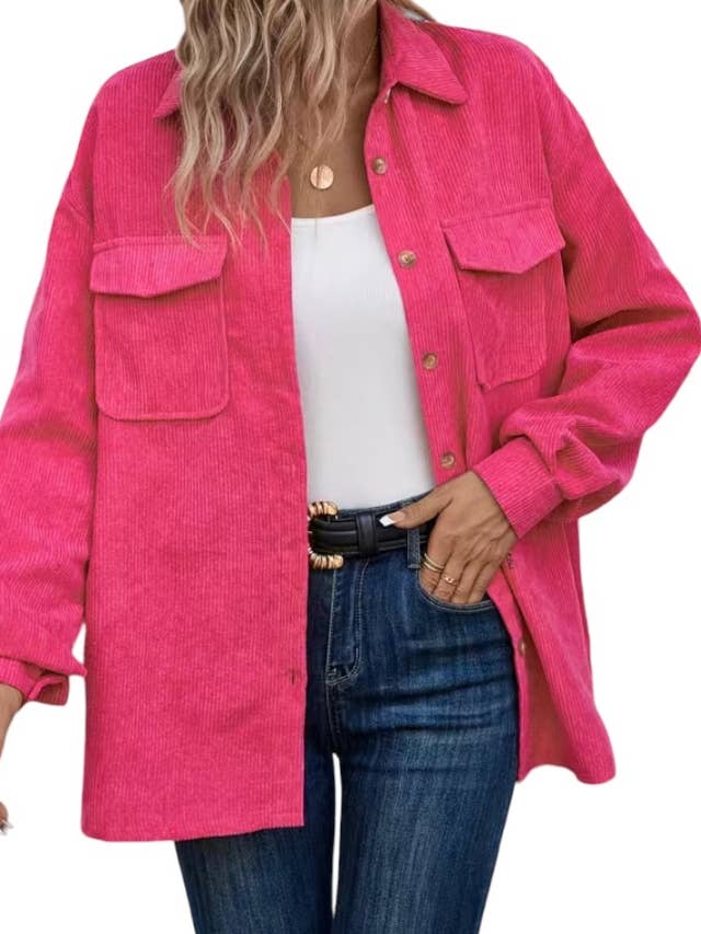 Sassy Pink Button Down Long Sleeve for wholesale by the distressed darlin