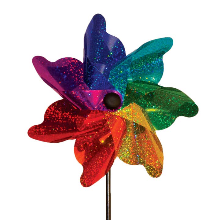 In the Breeze, LLC. - Wholesale Wind Spinner - Rainbow Sparkle 8" Pinwheel Spinner - 8 PC