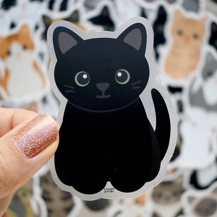 On dirait mon chat ! Sticker chat noir aux yeux verts pour la vente par Chester and Pearl