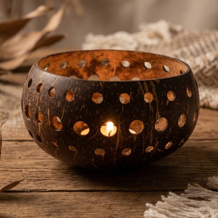 Kokosnuss Windlicht Ha Long für den Großhandel von Makapli