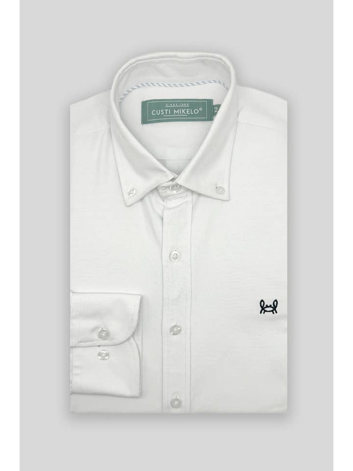 Custi Mikelo - Vente Chemise à col boutonné – homme - Chemise Unie Oxford Blanche | Ronda