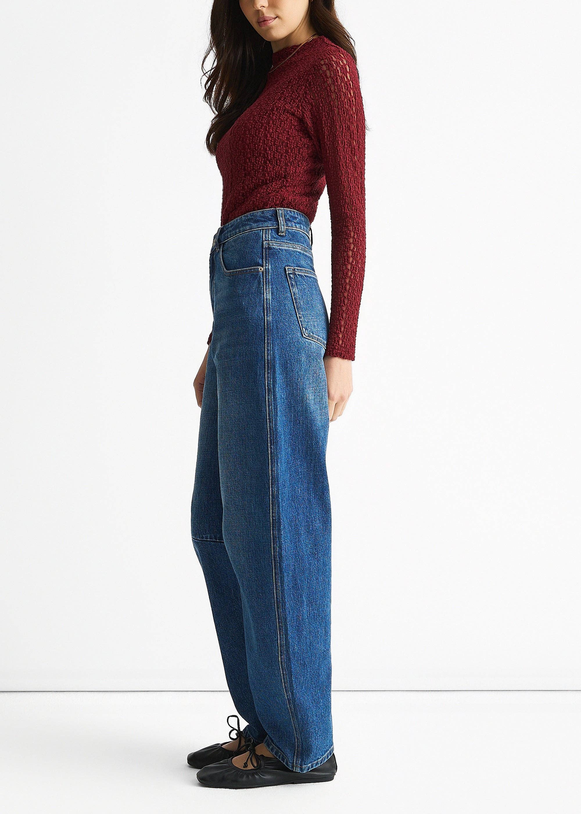 GINI LONDON - Venta al por mayor Vaqueros - Mujer - Jeans azul de tiro medio con pierna de barril3