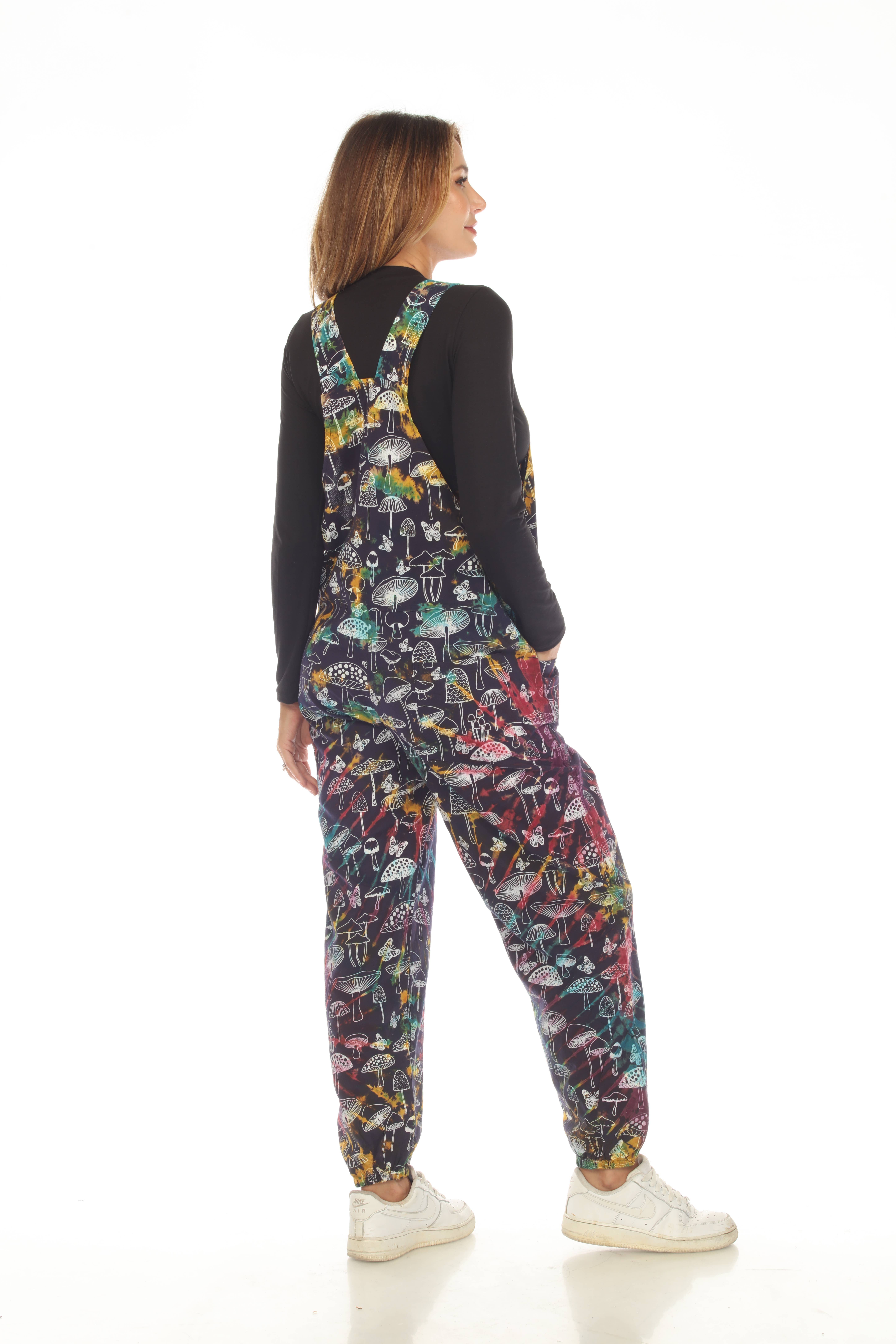 Rising International Inc – Engroshandel Overalls - Dame – Tie Dye overall med sommerfugle- og svampeprint D5221