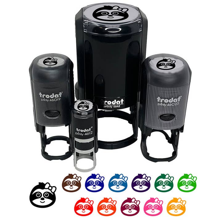 Cute Girl Sloth with Bow Self-Inking Rubber Stamp for Stamping Crafting Planners for wholesale by Sniggle Sloth