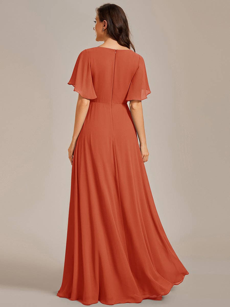 Ever-Pretty - Vente Robe de soirée – femme - Robe de demoiselle d'honneur plissée avec appliques et col en V45