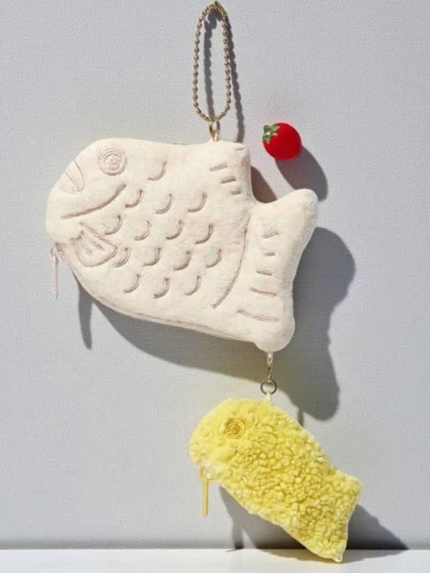 Bolsa de Pelúcia Taiyaki com Fecho | Porta-moedas Taiyaki de Nata por atacado de 「FUNJI」In Japan