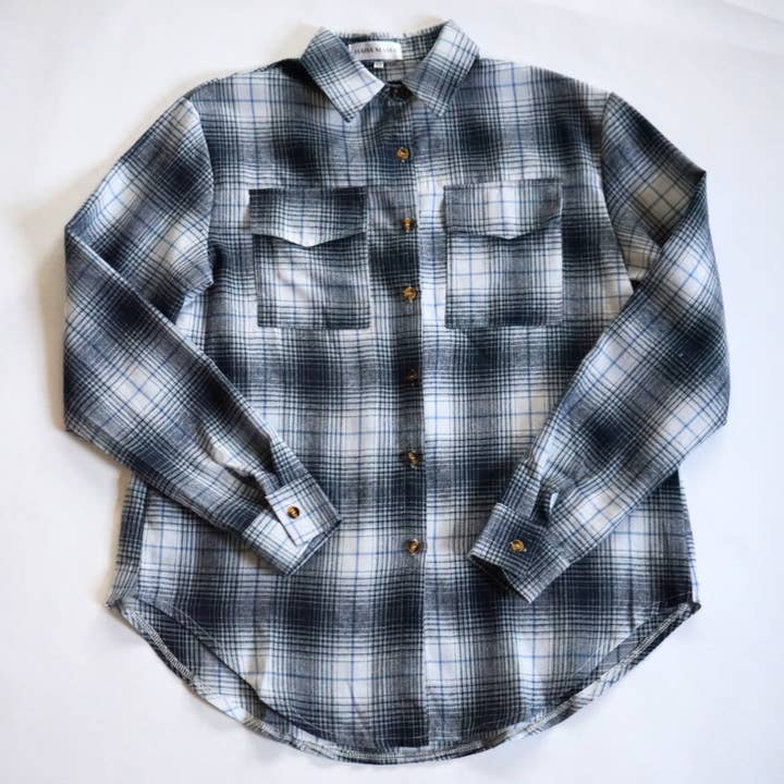 Lightweight Navy Flannel - Adult for wholesale by HAHA MAMA Clothing