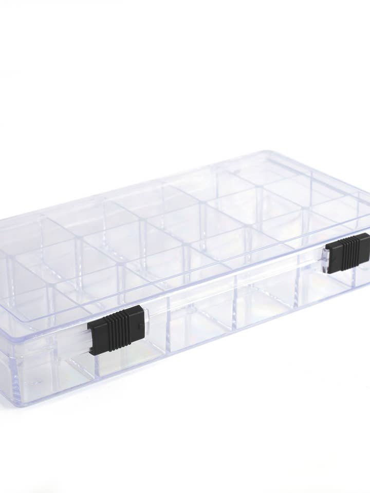 BOITE RANGEMENT PLASTIQUE 18 CASES POUR PERLES pour la vente par Graine Créative