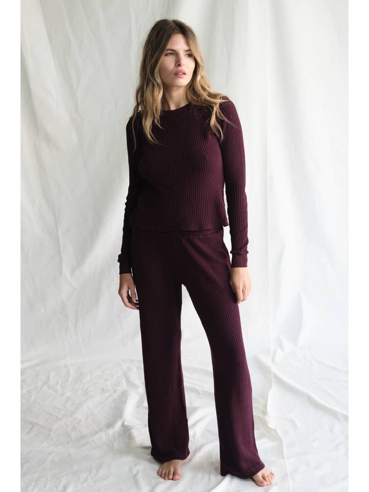 Merlot Maine Waffle Pants for wholesale on Faire0