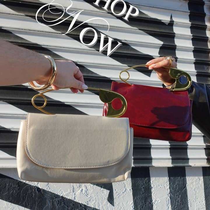 Red Velvet Leather Gold Paperclip Handbag - Limited Time
for wholesale by Collections By Vivi