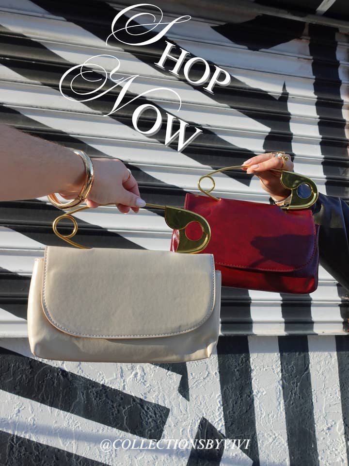 Red Velvet Leather Gold Paperclip Handbag - Limited Time
for wholesale by Collections By Vivi