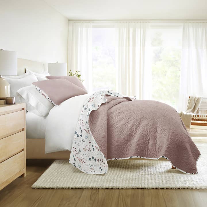 ienjoy Home - Wholesale Bedding Set - Poppy Bloom All Season Patterned Reversible Quilt Set10
