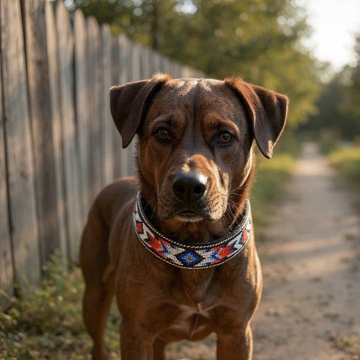Collier pour chien en cuir rembourré épique avec design perlé #F pour la vente par Smart Horse Gear