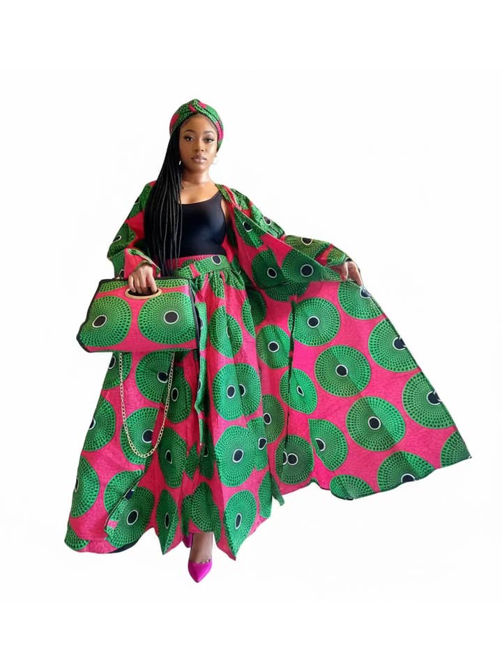 India Batik - Wholesale Dress - Women's - 3pcs Set Maxi Skirt Pocketbook wrap Dress G5