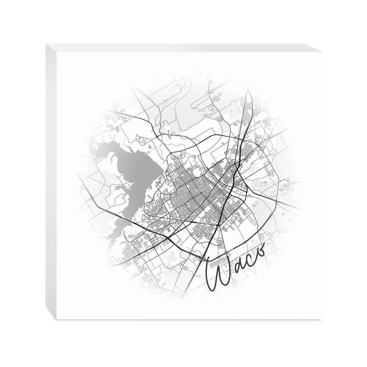 Love Local - Wholesale Desk/Tabletop Sign - Minimalistic B&W Texas Waco Circle M|10x10 Wood Block