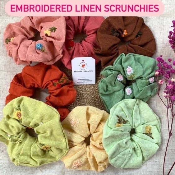 Scrunchies| Bordado, Linho Cabelo, Acessório de cabelo mulher por atacado de Maple Dream Store