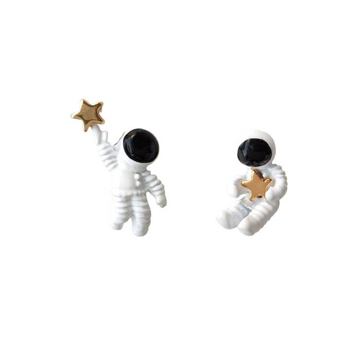 Perimade & Co. LLC - Wholesale Stud/Post Earrings - Astronaut Star Space Couple Stud Earring in Solid Copper4