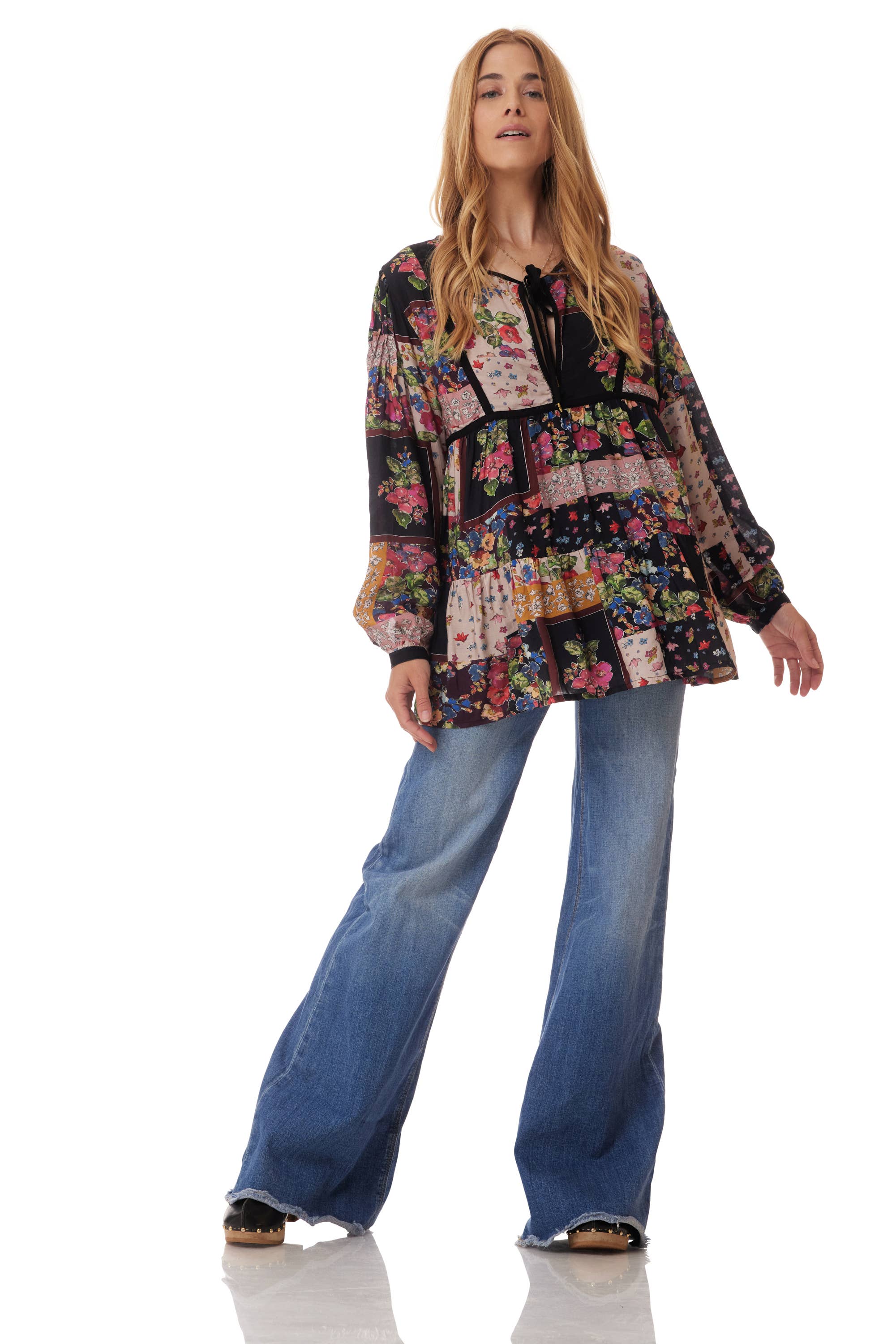 Blue Boheme – wholesale Blouse – Women’s – Luana Printed Blouse Patchwork Black4