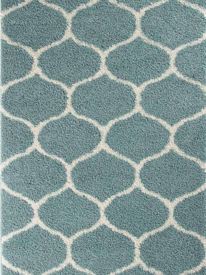 Marokkanischer Entenei-Blauer Zotteliger Teppich | 650 für den Großhandel von THE RUGS