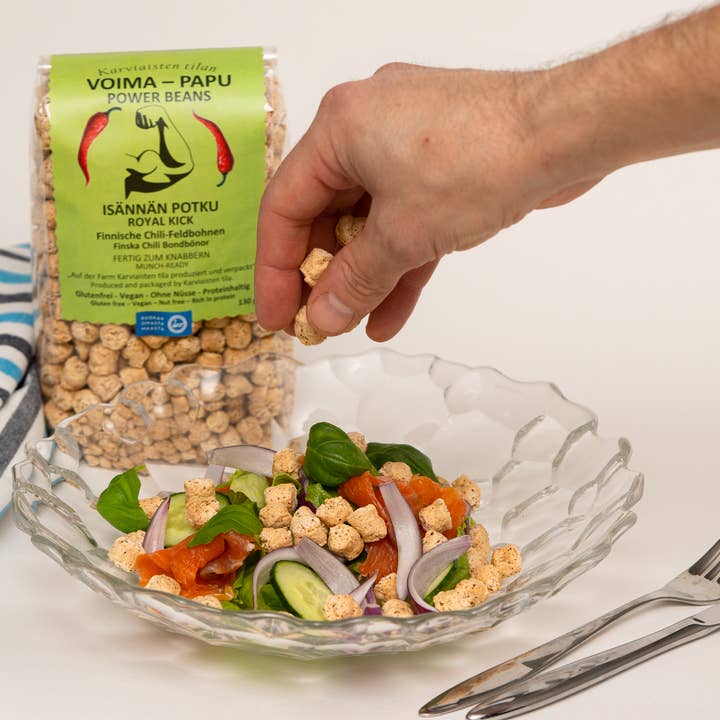 Voima-Papu Finland Oy / Karviaisten Farm - Venta al por mayor Aperitivos inflados - Aperitivo o crutones con sabor a chile y frijoles anchos.
