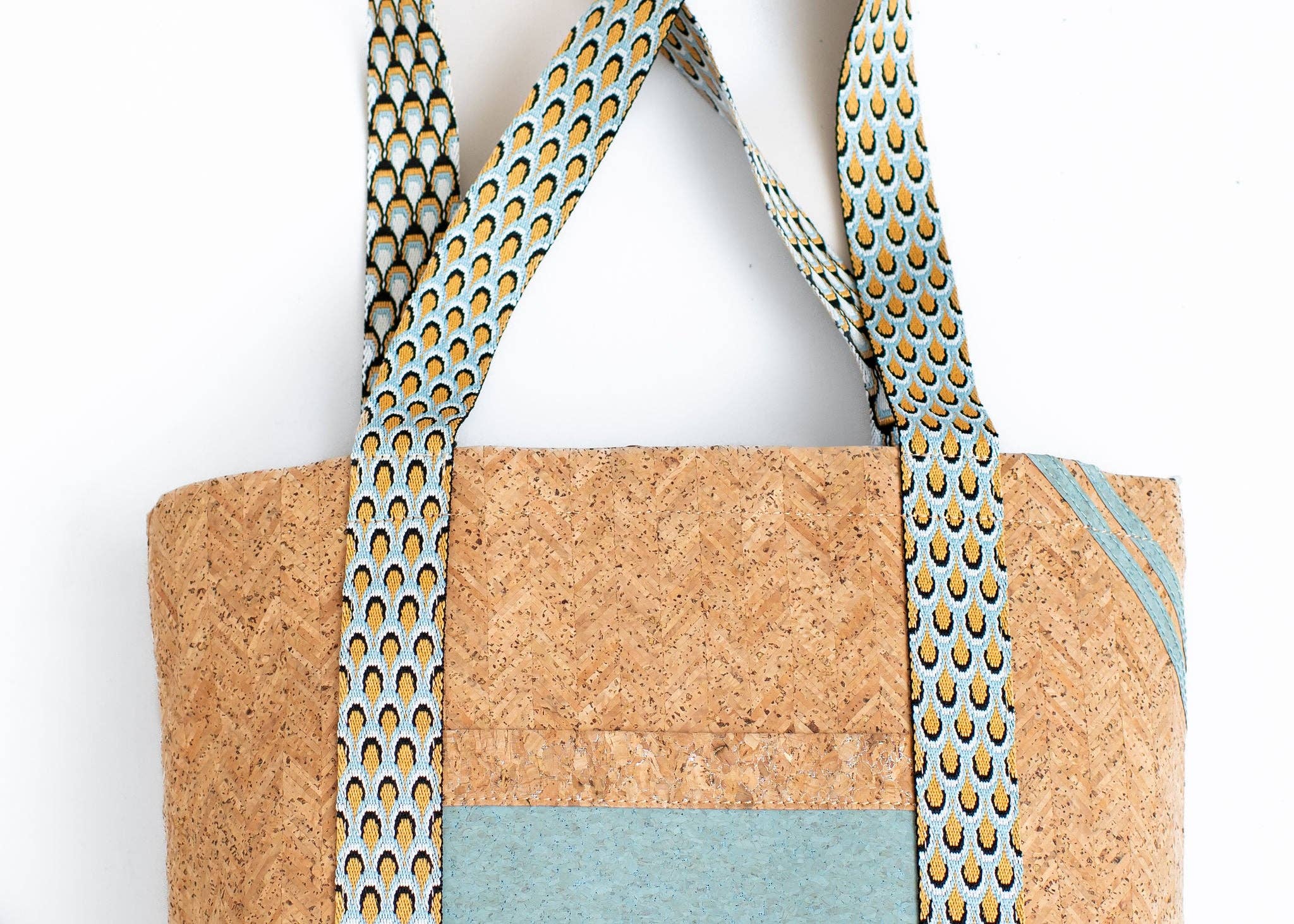 KORK & Inspired by KORK - Wholesale Tote Bag - Women's - Cordova Cork Convertible Tote Bag - Natural w/Blue3