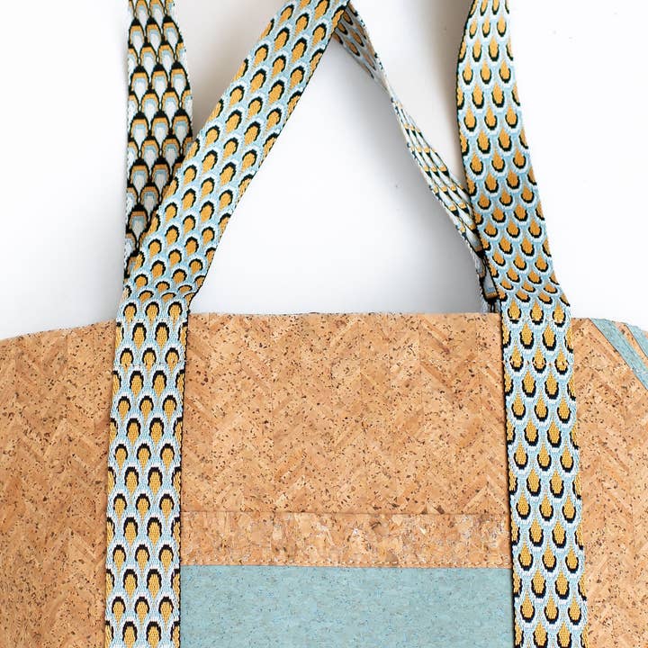 KORK & Inspired by KORK - Wholesale Tote Bag - Women's - Cordova Cork Convertible Tote Bag - Natural w/Blue3