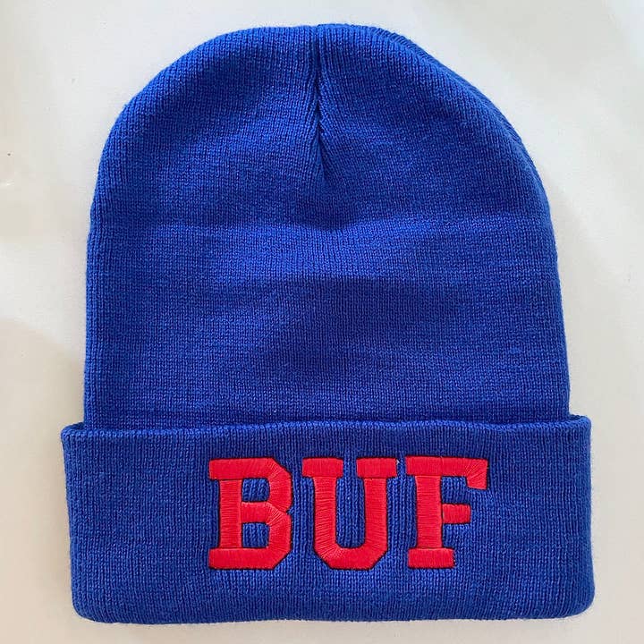 One Nine - Wholesale Beanie - Unisex - BUF Beanie in Royal/Red , Buffalo HAT, Buffalo Gif/Custom