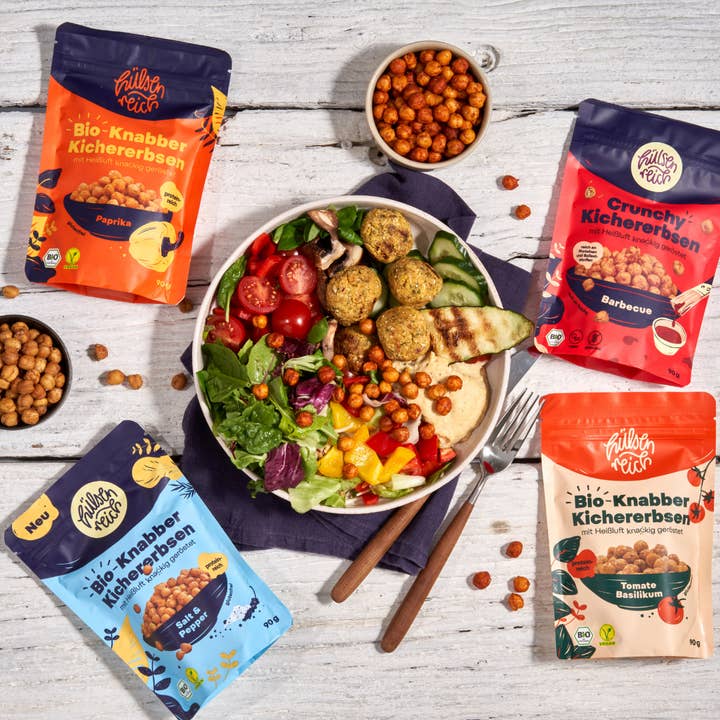 Hülsenreich - Vendita all'ingrosso Snack soffiati - Ceci croccanti pomodoro-basilico4