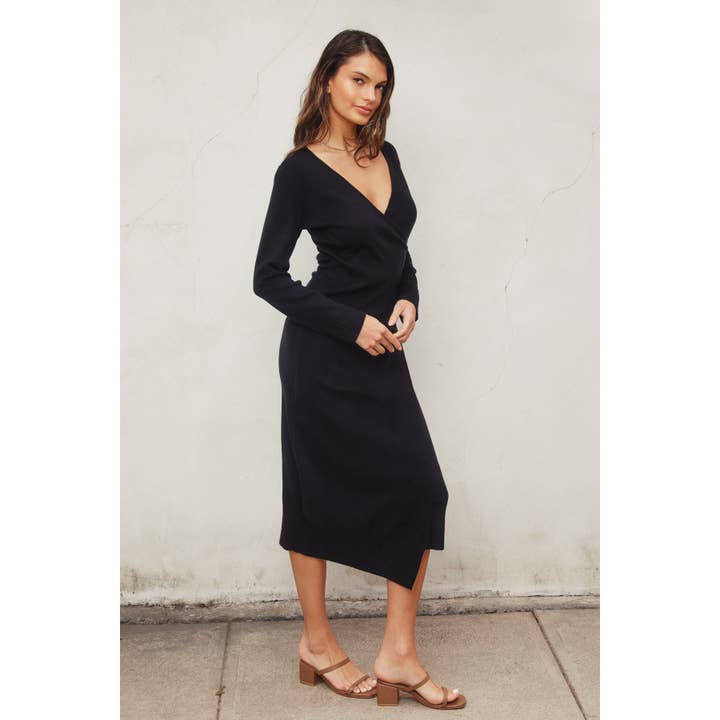 Dress Forum - Wholesale Knit Sweater - Women's - Surplice Ruched Side Midi Knit Dress12