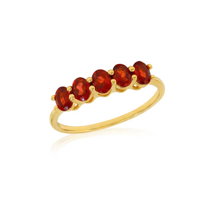 Gold Plated Silver Red Garnet Gemstones Solitaire Ring for wholesale by Tiramisu