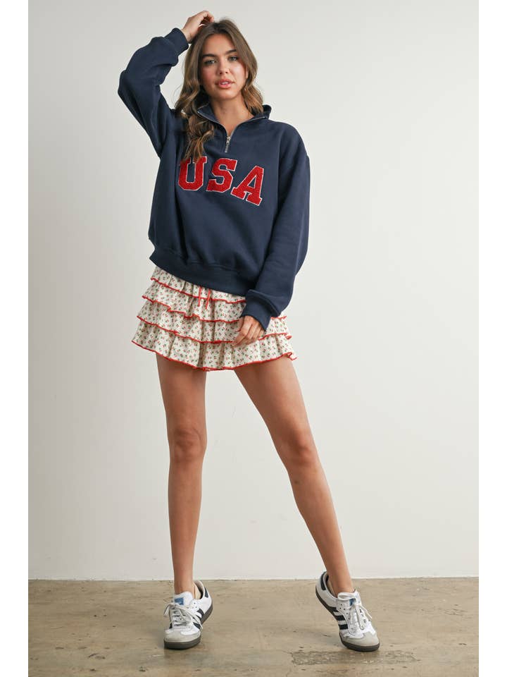 BUTTERMELON - Wholesale Sweatshirt - Women's - Quarter Zip Long Sleeve Top - BMT779527