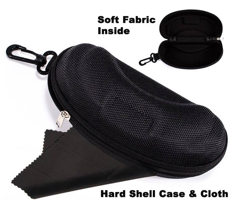 Trio Trading - Wholesale Eyewear Cases & Holders - Unisex - Universal Glasses Hard Case with Cloth Metal Zipper and Hook0