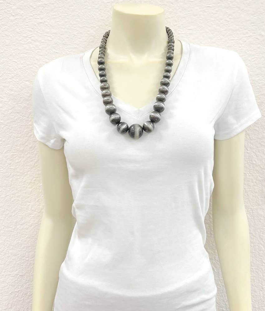 ISAC Trading Inc - Wholesale Beaded/Pearl Necklace - 739190, Handmade 24" Very-Big Navajo Bead Necklace2