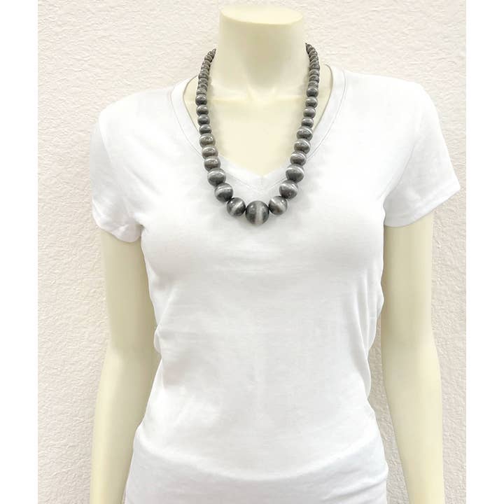 ISAC Trading Inc - Wholesale Beaded/Pearl Necklace - 739190, Handmade 24" Very-Big Navajo Bead Necklace2