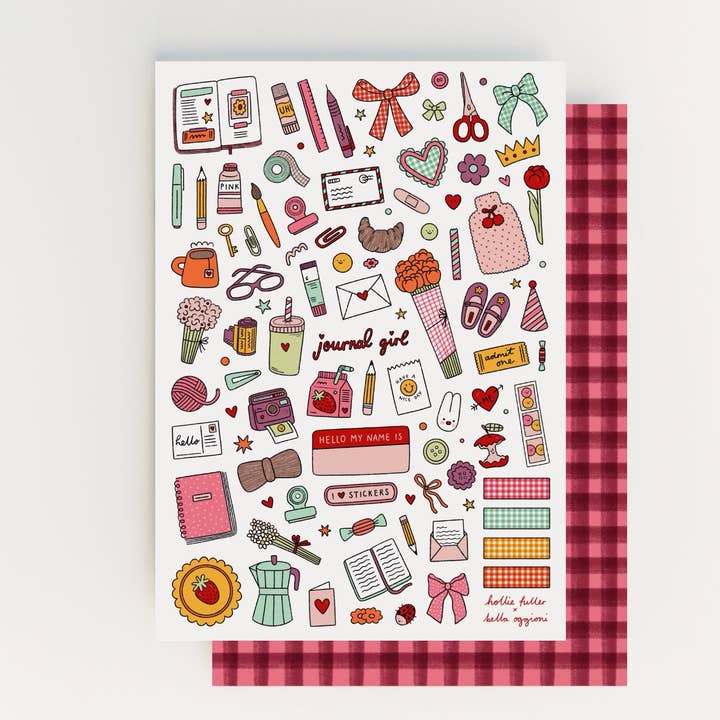 Journal Girl Sticker Sheet for wholesale by Hollie Fuller