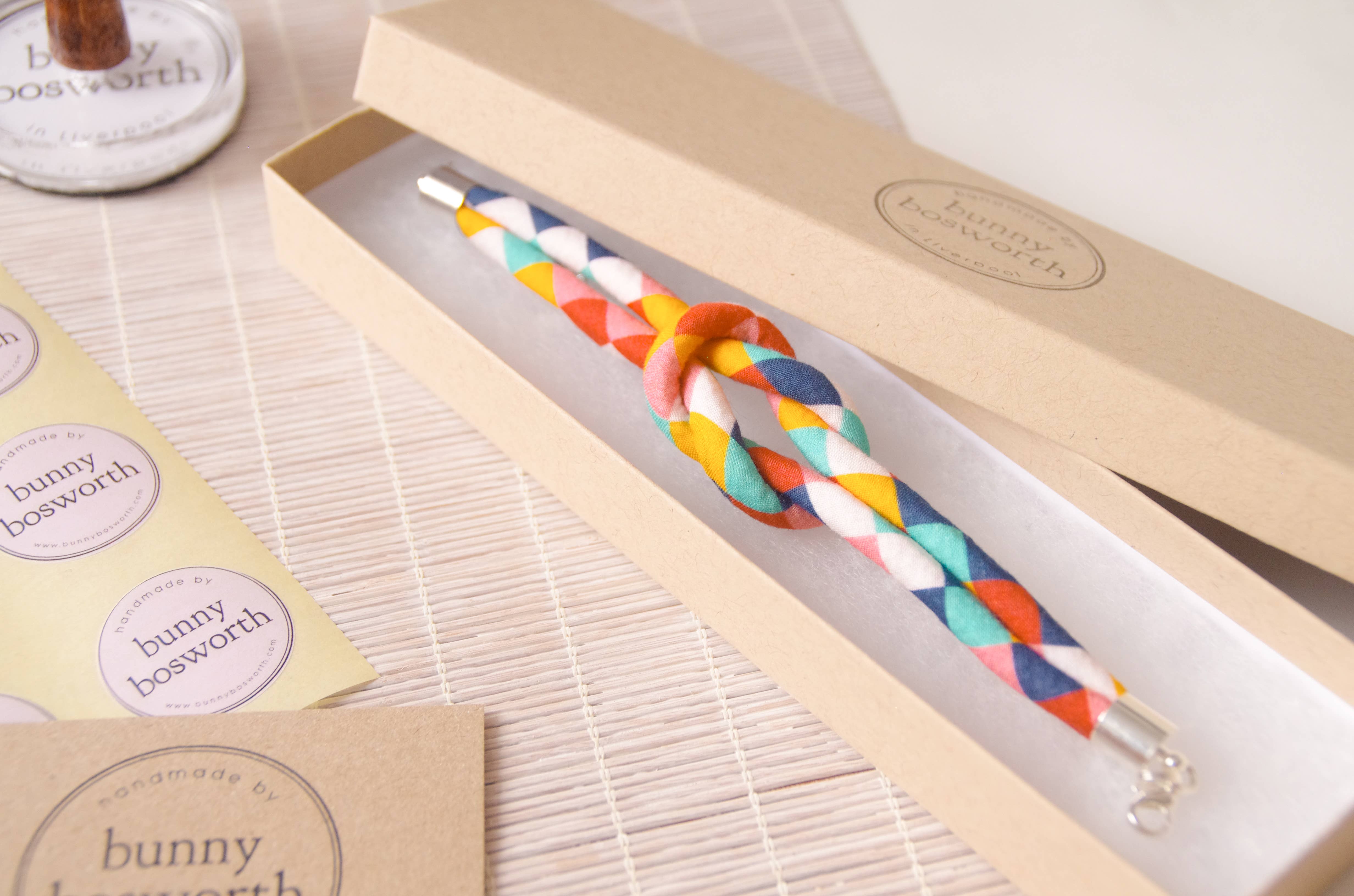 Bunny Bosworth – wholesale Woven/braided bracelet – Printed Fabric Cord Knot Bracelet - Fairground Follies16