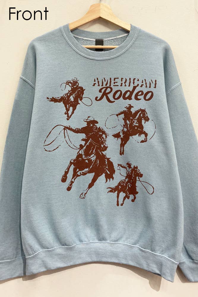 DUSTY BLUE American Rodeo Front/Back Sweatshirt  for wholesale on Faire1