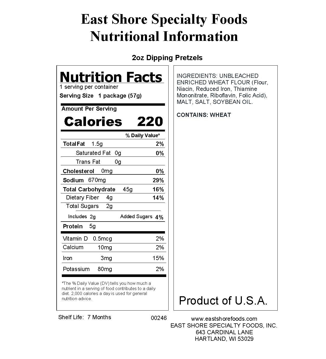 East Shore Specialty Foods, Inc. - Vente Bretzels - Bretzels de la rive Est - trempette bretzels - 2oz1