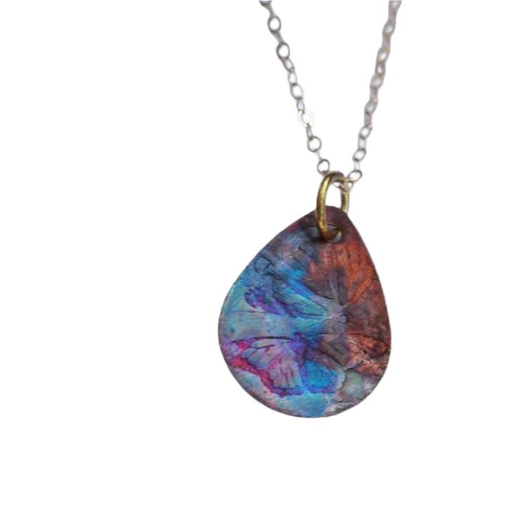 Flame Painted Copper Pendant for wholesale by Jaclyn Nicole