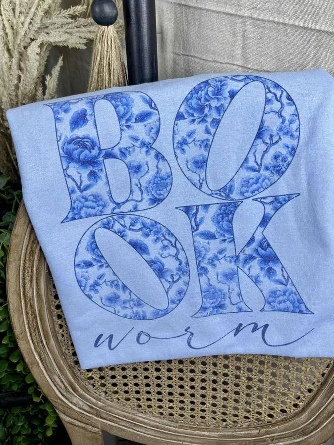 Light Blue Book Worm (Gildan Tee) for wholesale on Faire0