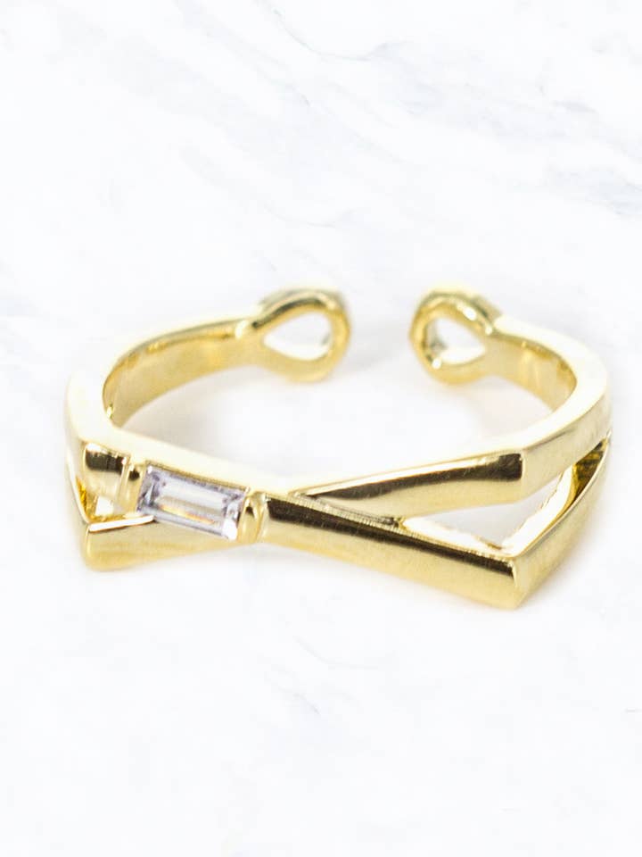 Anillo de doble banda en X con diamante para venta al por mayor de Suzie Q USA