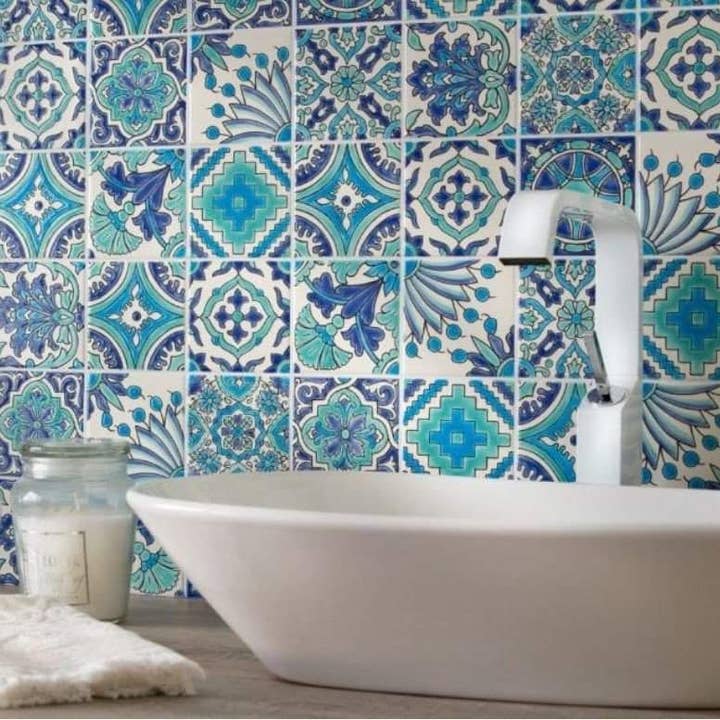 Dyari - Vendita all'ingrosso Mattonelle - Eau V 5 | Piastrella decorativa in ceramica dipinta a mano 10 x 10 cm4