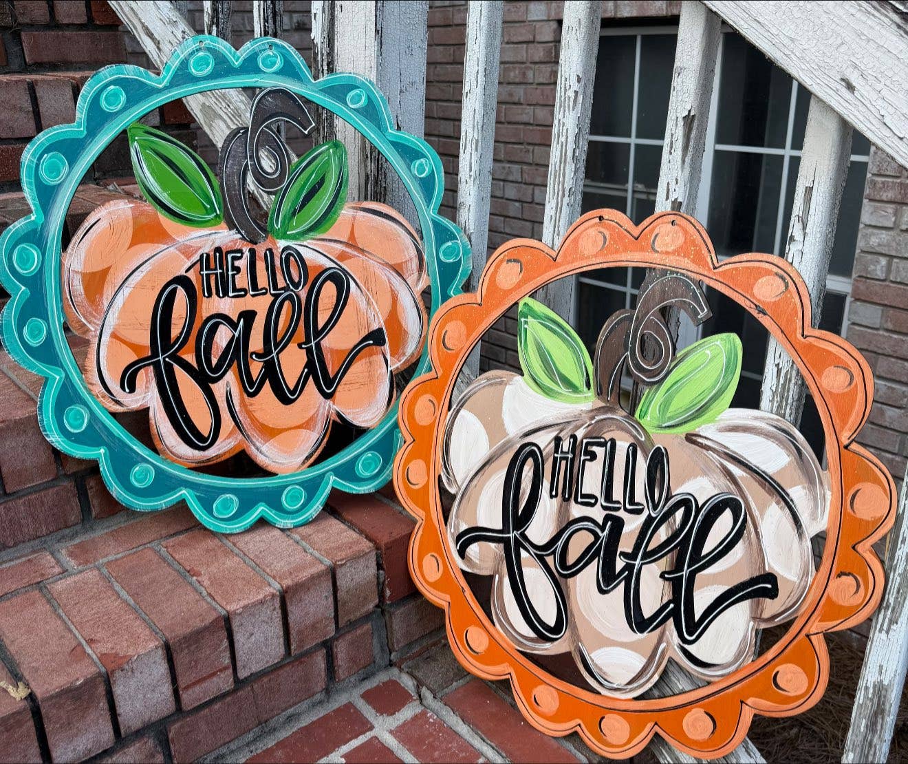 OBX Prep - Venta al por mayor Colgador de puerta - Colgador de Puerta de Calabaza de Otoño – Madera de Abedul Pintada a Mano0