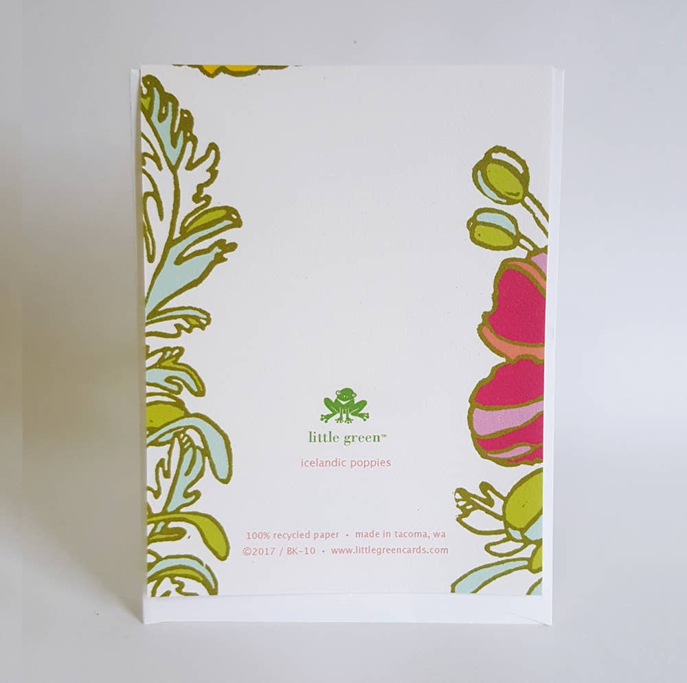 Little Green - Wholesale Stationery/Notecard Set - Icelandic Poppy Botanical Blank Notecard Set of 83