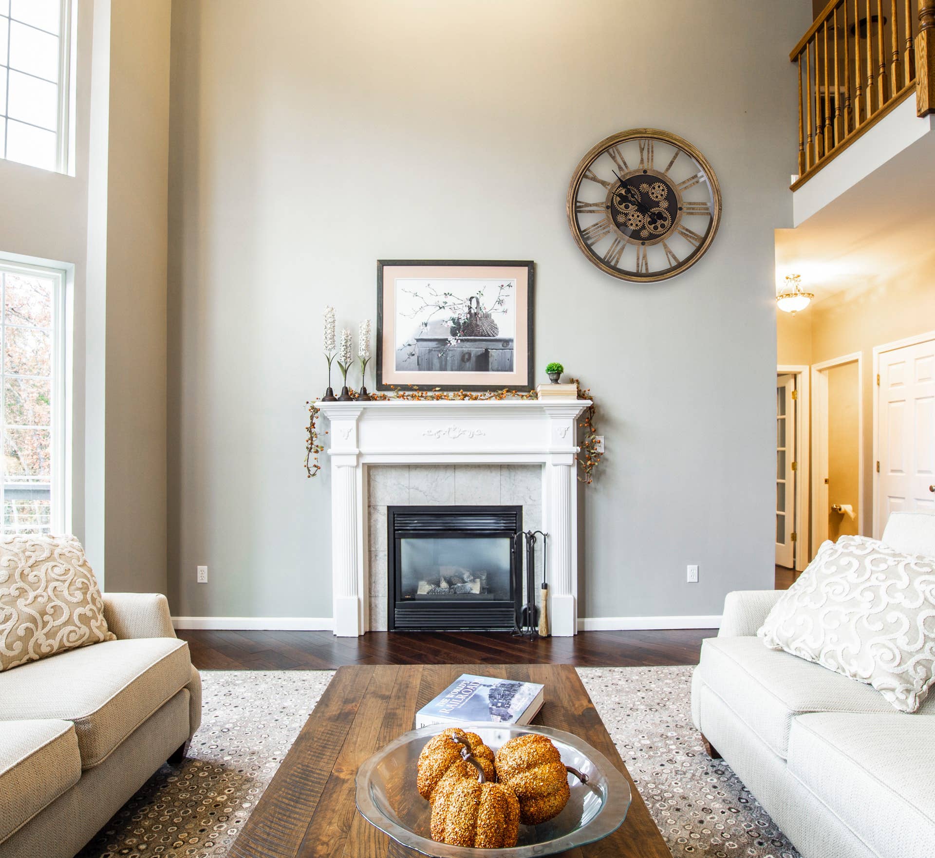 Three Star IM/EX Inc. - Wholesale Wall Clock - 17.5" Ant Gold Wall Clock With Moving Gears1