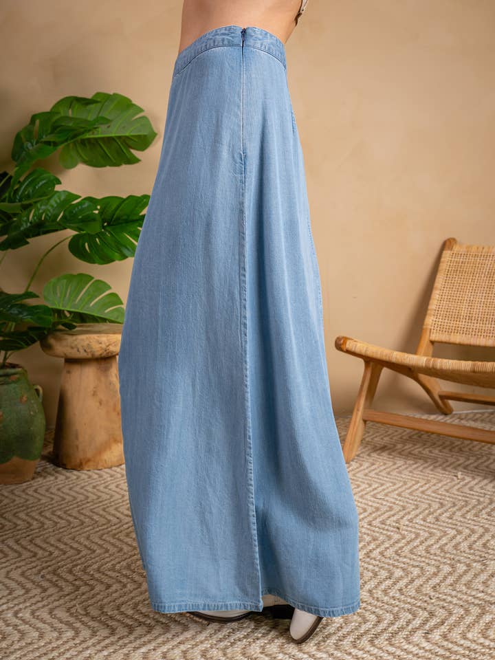 Lt Wash 4215-CAP Tencel Denim Maxi Skirt - Length 37" for wholesale on Faire