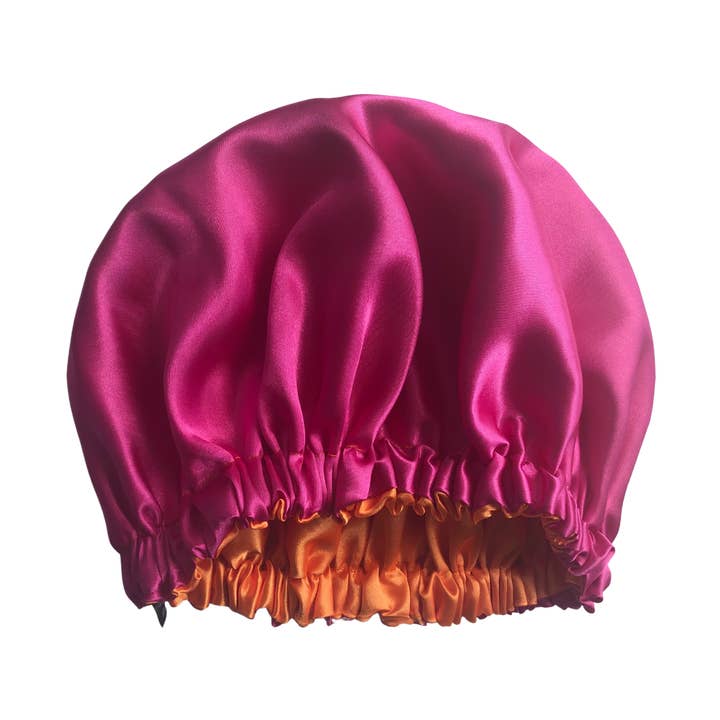 Satin Bonnet - Pink Orange Reversible for wholesale by Satin Rowe