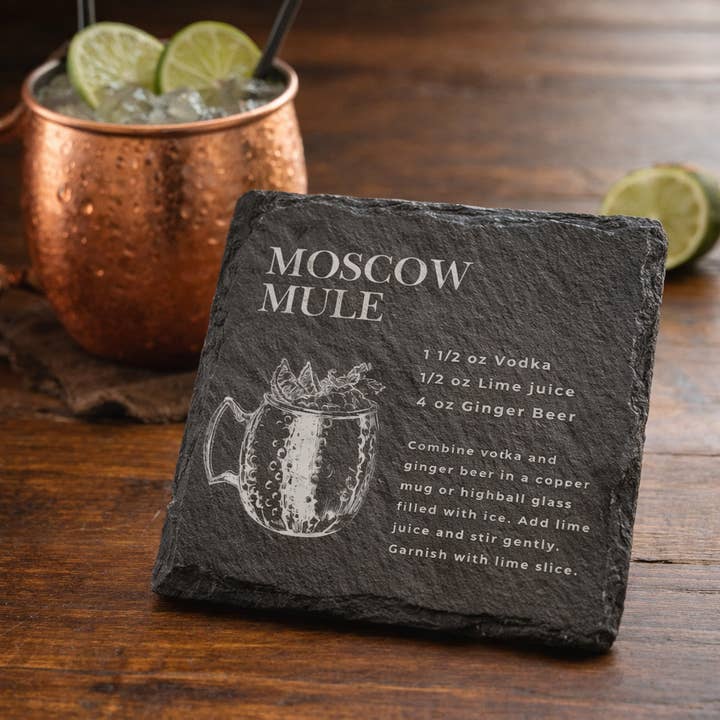 Classic Cocktail Recipe Coasters | Wood & Slate Bar Coasters for wholesale by Nautically Northern