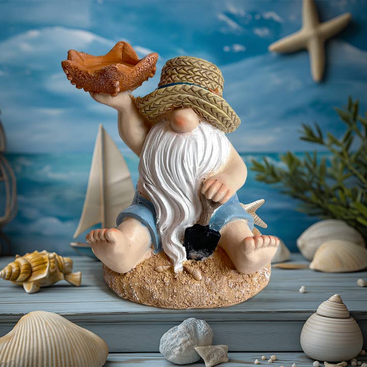 Liffy - Wholesale Decorative Figurine - Beach Gnome Resin Candle Holder Figurine Coastal Decor2