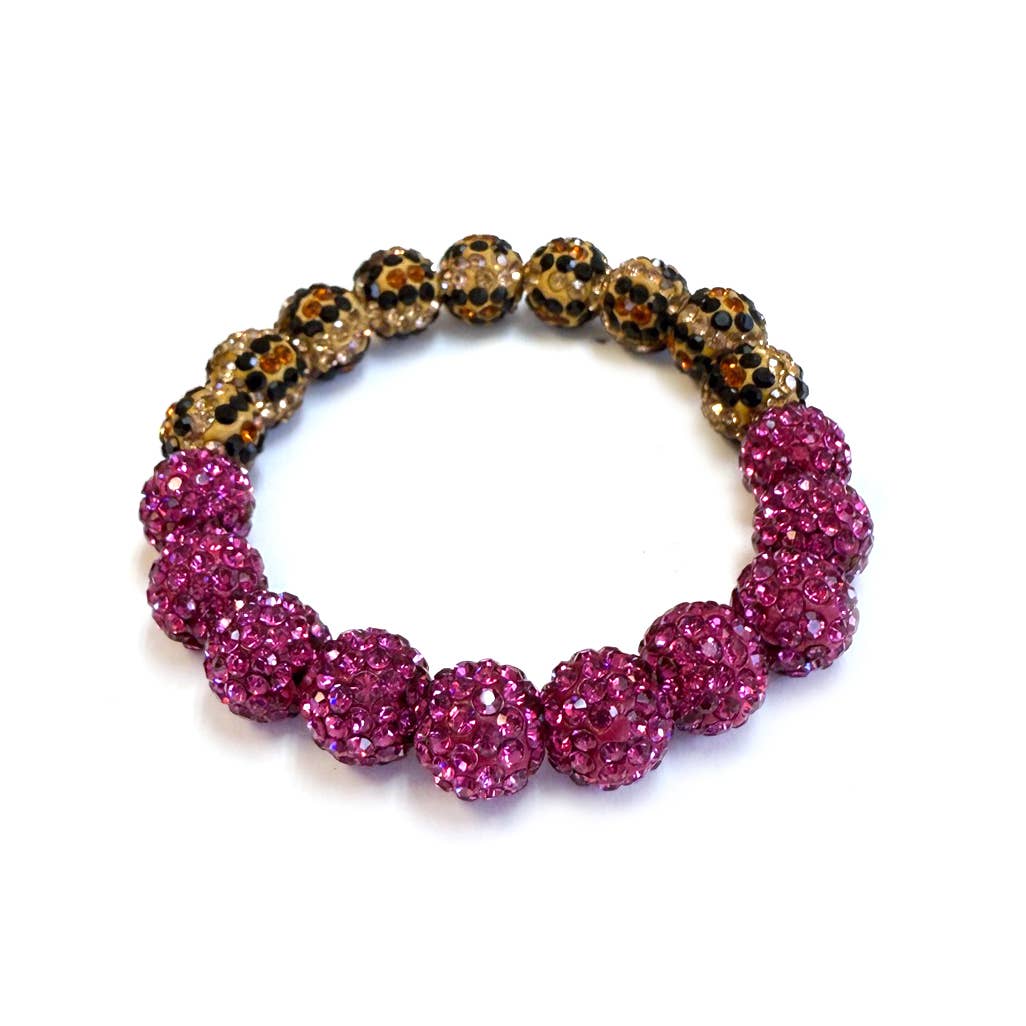 StarryNYC – wholesale Beaded bracelet – 2 Tone Chunky Shamballa Stone Ball Beaded Stretch Bracelet3